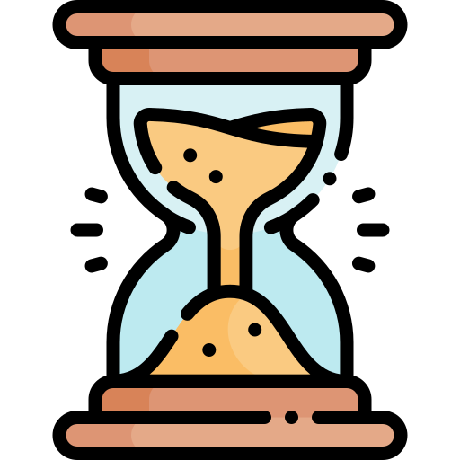 An hourglass passing sand through the pinch